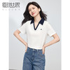 【1件9折】熙世界撞色翻领POLO衫短袖t恤女夏季2025新款小个子显瘦休闲上衣 商品缩略图0