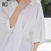 IC 法式气质七分短袖斜门襟衬衫宽松V领上衣休闲百搭衬衣外套女夏 商品缩略图4