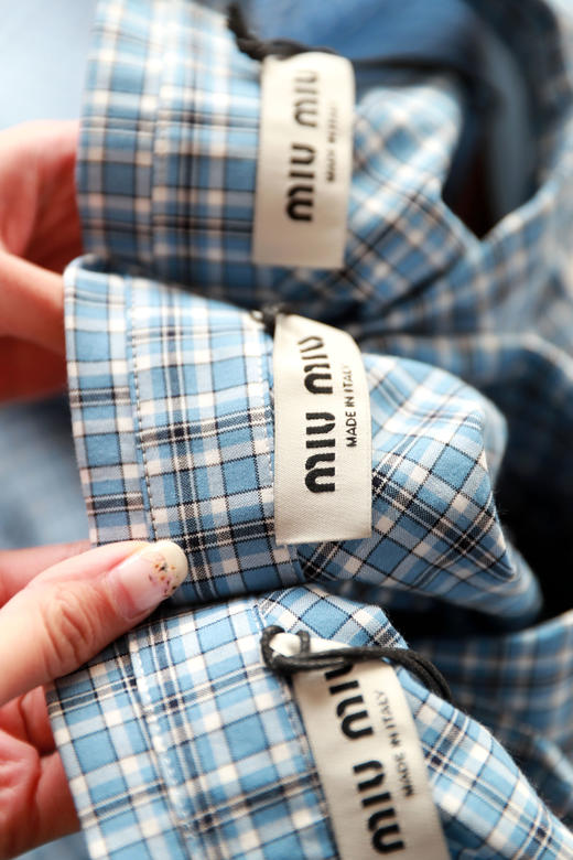 格纹府绸衬衫，叠穿更好看！！胸口小标刺绣翻领长袖衬衣C033188 商品图11