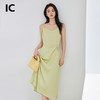 *IC夏季盐系穿搭薄荷绿长裙V领扭结收腰小众吊带连衣裙女新款 商品缩略图0