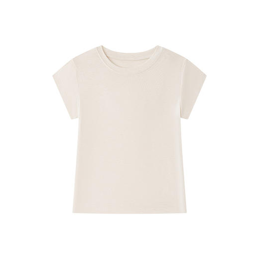 【天丝羊毛醋酸】2025新款天丝羊毛短袖t恤女圆领设计感修身连袖纯色舒适上衣 商品图4