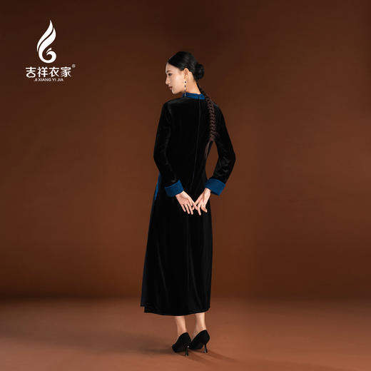 吉祥衣家新中式国风复古春季新款高端显瘦修身女装静姝雅韵连衣裙 商品图2