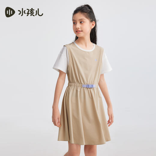 水孩儿童装女童速干连衣裙夏季新款儿童弹力裙子女大童拼接假两件短袖裙 商品图2