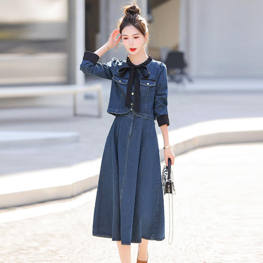 时尚牛仔拼接，A字半裙套装HR-MUYLA872 商品图3