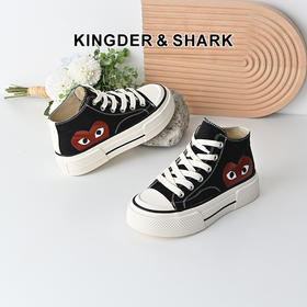 经典鲨2025春季新品时尚高帮百搭圆头系带平底潮流休闲鞋板鞋女KW142-517071
