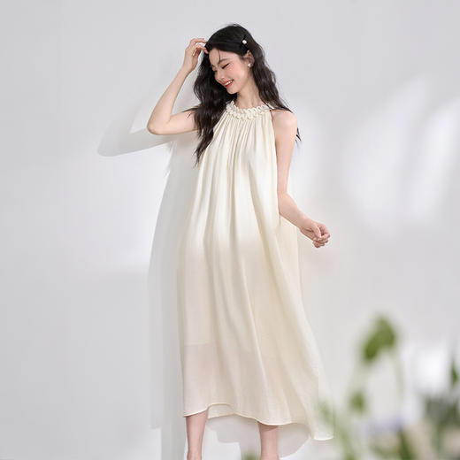 【夏日度假风】文艺浪漫扭结挂脖连衣裙女春夏无袖长裙V0050625 商品图0