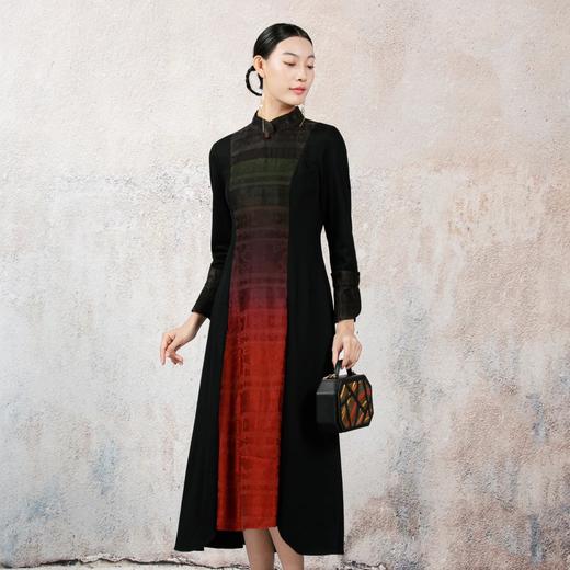 吉祥衣家新中式典雅气质中国风复古时尚大气秋冬女装凤鸣声连衣裙 商品图0