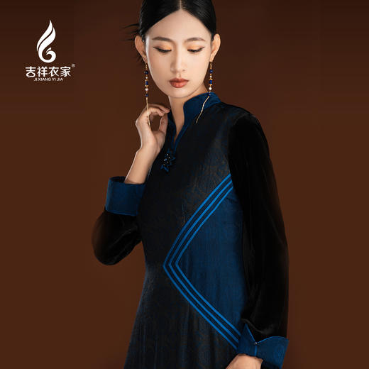 吉祥衣家新中式国风复古春季新款高端显瘦修身女装静姝雅韵连衣裙 商品图4