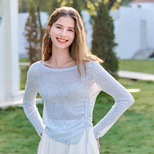 【百图lulu定制】【鱼骨亚麻小衫】亚麻混纺 吸湿透气 长袖针织衫 商品图10