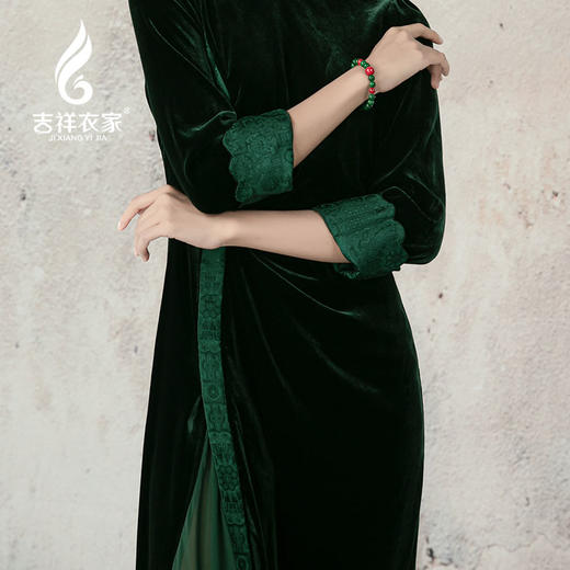 吉祥衣家新中式国风复高端气质显瘦修身女装春来江水绿如蓝连衣裙 商品图4