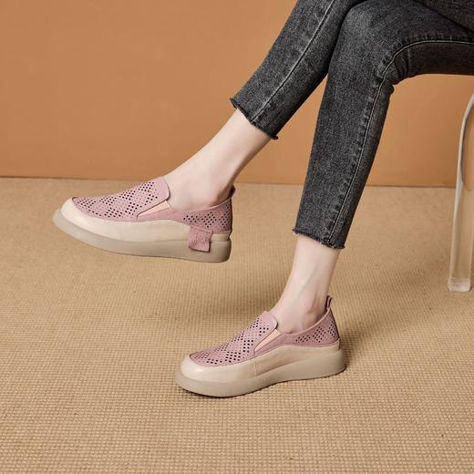 雀说 真皮镂空透气乐福鞋女273 商品图3