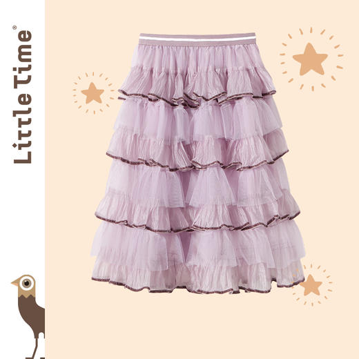 Littletime女童半身裙夏装2025新款儿童网纱公主裙蓬蓬裙中长半裙 商品图0