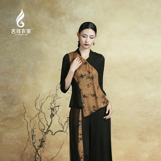 吉祥衣家新中式国风夏新款高端气质显瘦修身女装不可居无竹上衣 商品图2