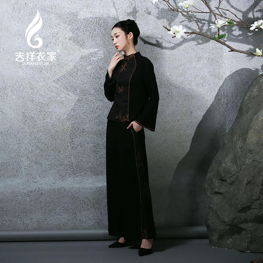 吉祥衣家中国风新中式复古女装2025新款休闲宽松国风南山桂裤子 商品图0