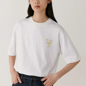 椰树胶印棉针织布T恤 夏日棕榈树系列清爽白T 棕榈树胶印 色彩饱满清晰 高支高密匹马棉 宽松廓形 圆领设计