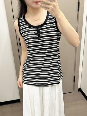 【99元2件】女士条纹大码背心宽松宽肩带背心【FF25506】