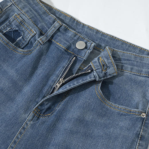 茧墨 复古INS风九分显瘦烟管裤牛仔裤 商品图4