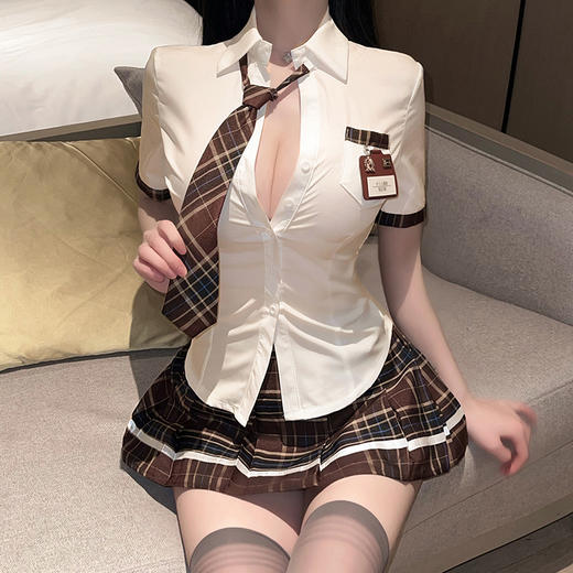 【性感制服】学生制服套装（领带+衬衣+百褶裙）纯欲诱惑性感甜美情趣内衣睡衣6712 商品图7