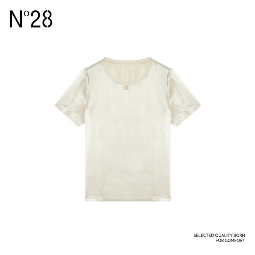 【破价】N°28 2025春季新款醋酸T恤 休闲百搭圆领设计感小众ins纯色上衣885241S207 商品图3