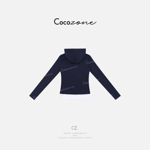 COCO ZONE 刘一一100棉新款设计撞色假两件长袖T恤 CD2A0654 商品图1