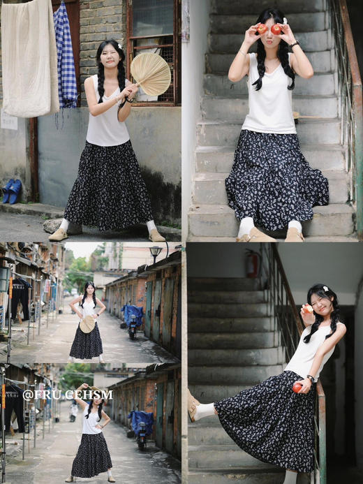 氛围感绝美松紧腰碎花半身裙 商品图5