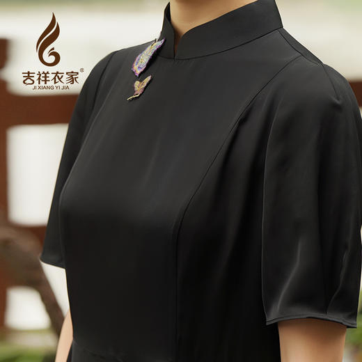 吉祥衣家新中式国风夏新款高端气质显瘦修身女装晓蝶趁风连衣裙 商品图3