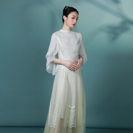 吉祥衣家新中式国风春夏新款高端气质显瘦修身女装琨玉秋霜上衣 商品图2