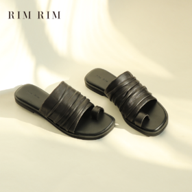 【品牌直发】RIMRIM夏季新款套趾褶皱平底凉鞋凉拖女真皮外穿舒适2349