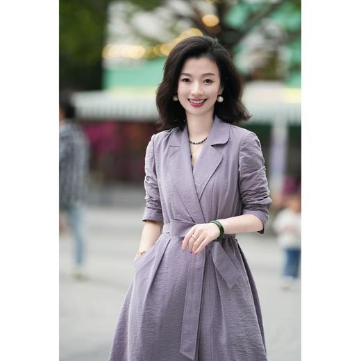 西子/春风十里重磅25姆米桑蚕丝干丝邹翻领长款风衣/FYBH1065 商品图5