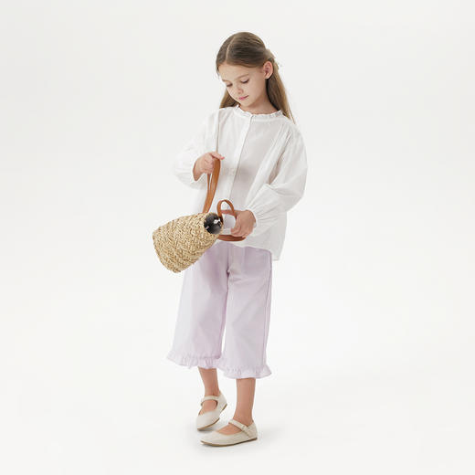 马克珍妮女童花边领纯棉长袖衬衫百搭小衫 儿童衬衣春秋款250018 商品图2