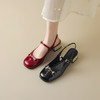 【预售5天】法式复古一字带马衔扣粗高跟包头后空凉鞋女玛丽珍鞋WXJFG&W417 商品缩略图0