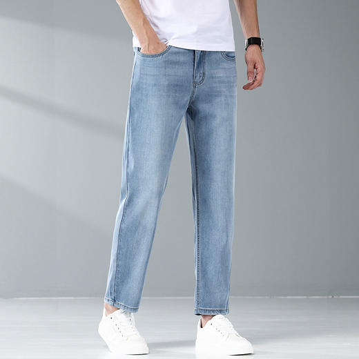 红览 天丝九分牛仔裤男春秋宽松9分直筒男裤 商品图3