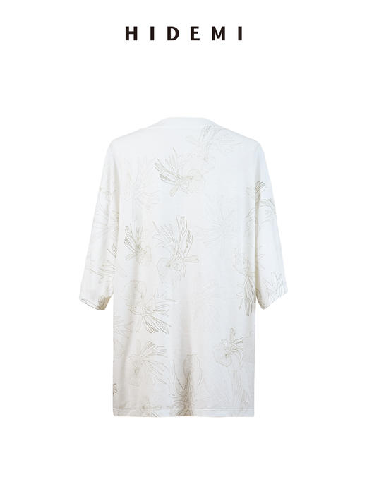 HIDEMI 自然花园手绘印花系列甄选天然亚麻针织圆领宽松版型t恤 商品图7