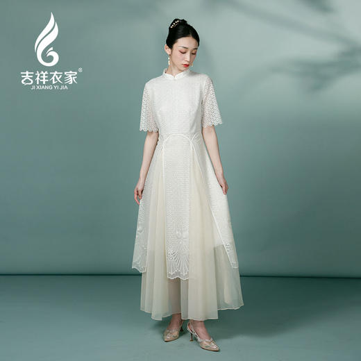 吉祥衣家新中式国风春夏新款高端气质显瘦修身女装双飞翼连衣裙 商品图2