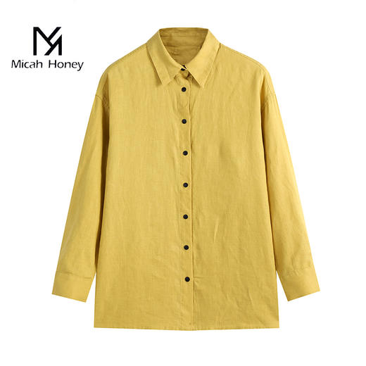 米加蜜时髦水洗亚麻衬衫外套 商品图0
