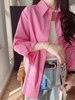 超养眼玫粉色莱赛尔棉舒适透气翻领长袖衬衫 商品缩略图3
