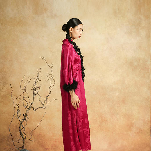 吉祥衣家花草纹喜庆国风庆气质轻奢高级感新中式女装至爱连衣裙 商品图2