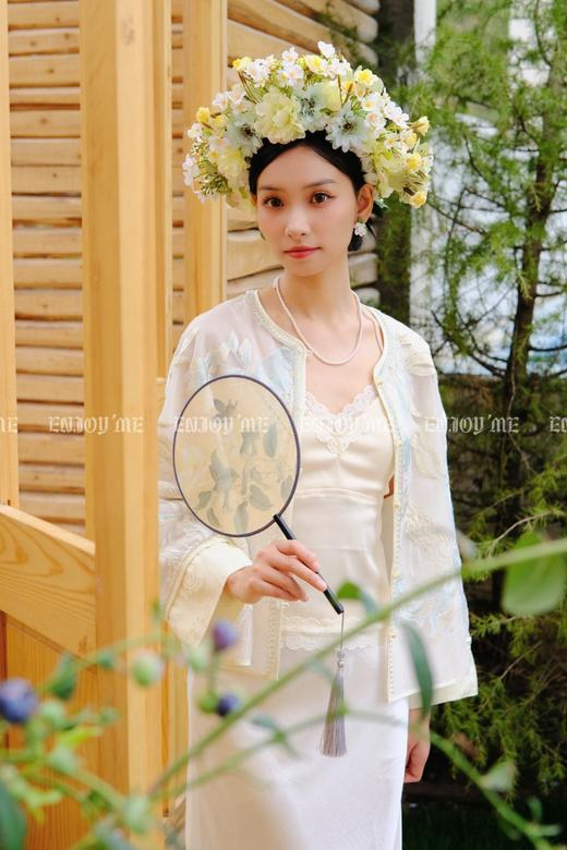 【门店同款】ENJOY夏季云敛-春光推盏花开青蓝中式外套 162266717 商品图2