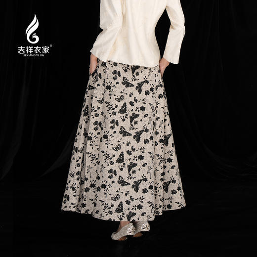 吉祥衣家新中式国风复古提花气质百搭马面裙百褶长裙舟自斜半身裙 商品图2