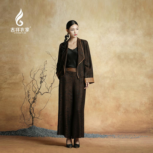 吉祥衣家花罗香云纱透孔提花设计感新中式女装雾里山茶上衣外套 商品图2