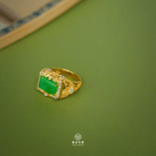 龢盒原创 阳绿翡翠宝相花戒指 商品图1