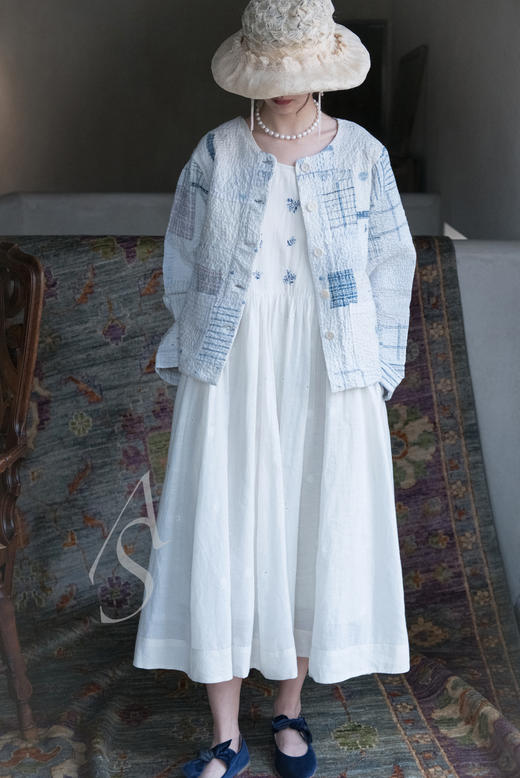 Maku 米白色手织丝棉钩绣无袖连衣裙 商品图3