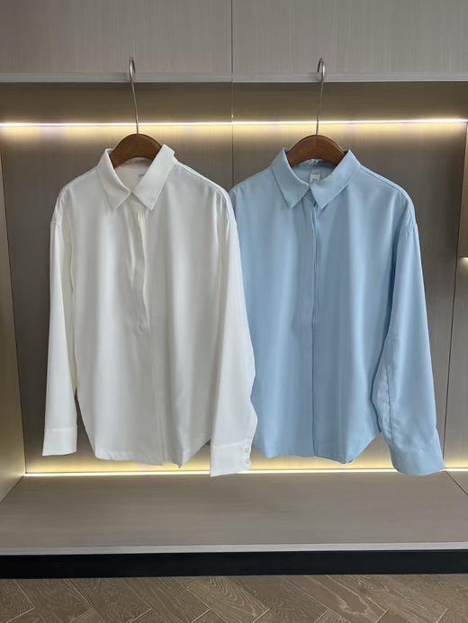 原单正品 Lulu Button-Front 女士长款衬衫，微微肩线前移的设计，袖子切割线剪裁，纽扣可以自由开合，同色系纽扣
两个色，尺码 4 6 8 商品图3