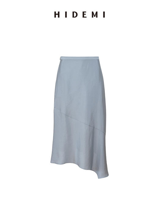 HIDEMI 极简设计感不对称飘逸感磨砂艺术感缎面定染雾霾月光灰套装 上衣/半裙 商品图11