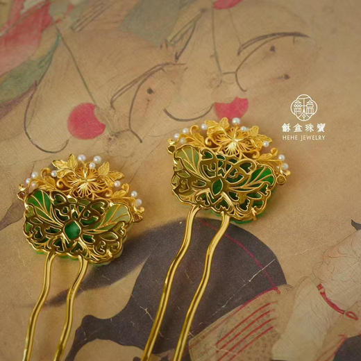 龢盒原创 清代老翡翠银鎏金发簪 商品图4