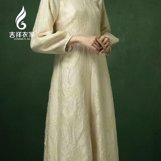 吉祥衣家新中式国风春夏新款高端气质显瘦修身女装金粟初开连衣裙 商品图4