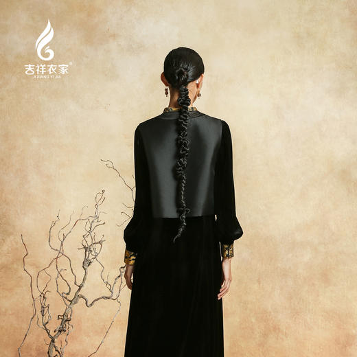 吉祥衣家提花重工复古坎肩新中式国风气质高级感女装金鳞苍穹马甲 商品图4