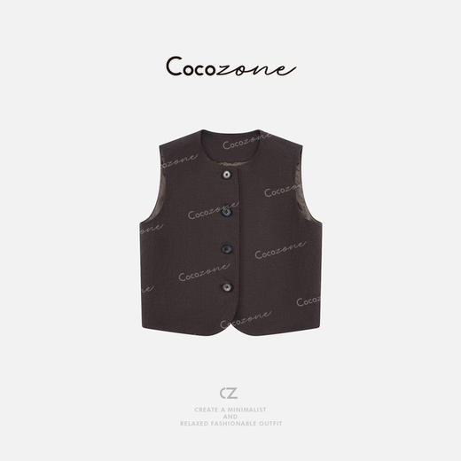 COCO ZONE 刘一一 小众高级感V领单排扣复古圆领马甲CD2A0718 商品图0