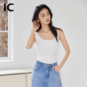 IC白色休闲不规则肩带针织背心内搭打底衫女新款夏季女款上衣