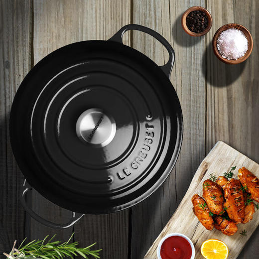 法国进口（Le Creuset）酷彩铸铁锅圆形22cm3.3L哑光黑色（黑珐琅） 商品图2